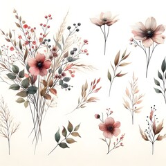 Wall Mural - Petite Blooms in Watercolor Series