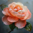 Serene Petals: Exquisite Pink Rose Adorned with Dewdrops