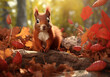 Eichhörnchen im Wald, farbenfrohe und bunte Natur