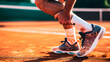 © TopMicrobialStock - Injury to the foot of a tennis player, on the clay court