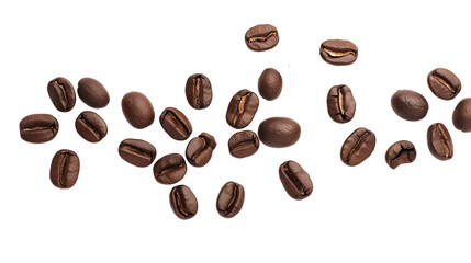 Canvas Print - Coffee beans isolated on white background, top view