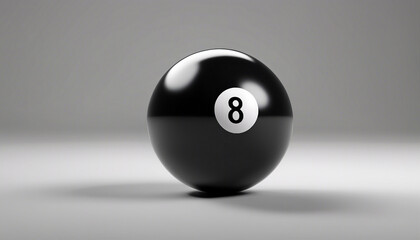 Wall Mural - No. 8 black billiard ball on isolated white background

