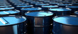 row of oil barrels in a factory or warehouse