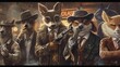 a group of farmyard animals, dressed like east coast gangsters and pointing a gun this way. --ar 16:9 --v 6 Job ID: b20f10e9-0474-4d4f-b701-f064d407395a