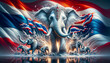 white Elephant Standing in Front of Thai Flag