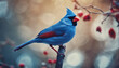 blue cardinal, isolated white background
