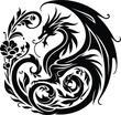 © Cici - dragon silhouette flowers ornament decoration, floral vector design