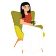 Relaxed woman taking a coffee cup Vector illustration