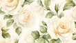Leinwandbild Motiv Abstract Background of illustrated Roses. Floral Wallpaper in ivory Colors
