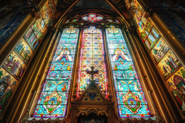 Wall Mural - stained glass window,colorful glass window,Stained glass church window