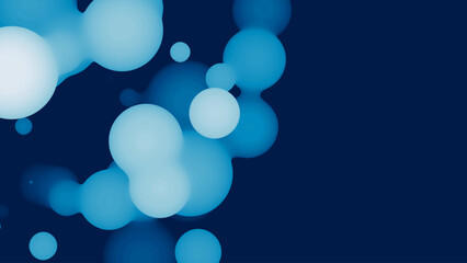 abstract 3d fluid metaball shape with bluish balls. synthwave liquid organic droplets with gradient 
