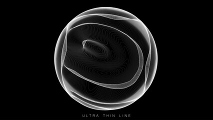 Wall Mural - ultra thin line fluid geometry. dynamic vector distorted spheres.