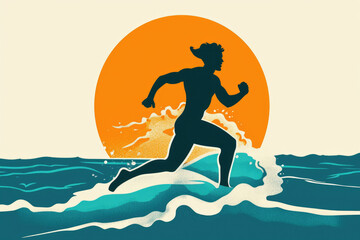 Poster - A person riding a surfboard on top of a wave. Ideal for sports and adventure-themed designs