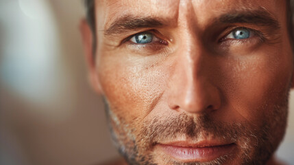 Wall Mural - Close up of an handsome mature man with beautiful eyes