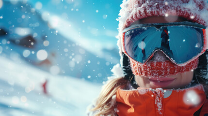 Girl in Snow with Ski Goggles