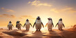 penguins on the beach, generative AI