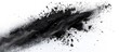 Charcoal powder dispersed alone on white backdrop.