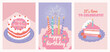 © Christiana - Set of birthday party cake greeting card designs