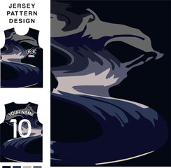 Abstract night ocean concept vector jersey pattern template for printing or sublimation sports uniforms football volleyball basketball e-sports cycling and fishing Free Vector.
