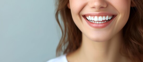 Canvas Print - a close up of a woman s smile with white teeth . High quality