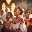 © Lori - Group of african-american ladies sing together in a gospel church choir - Generative AI