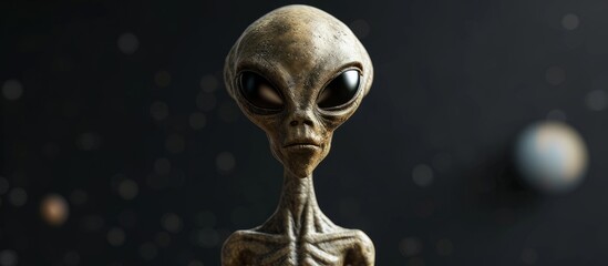 Wall Mural - an alien is standing in front of a planet in space . high quality