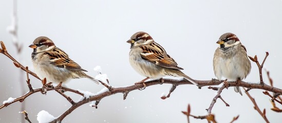 Poster - three birds are perched on a tree branch . High quality