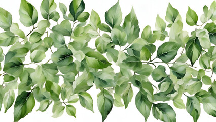 oil painting light green leaves on white background  seamless pattern. generated by AI