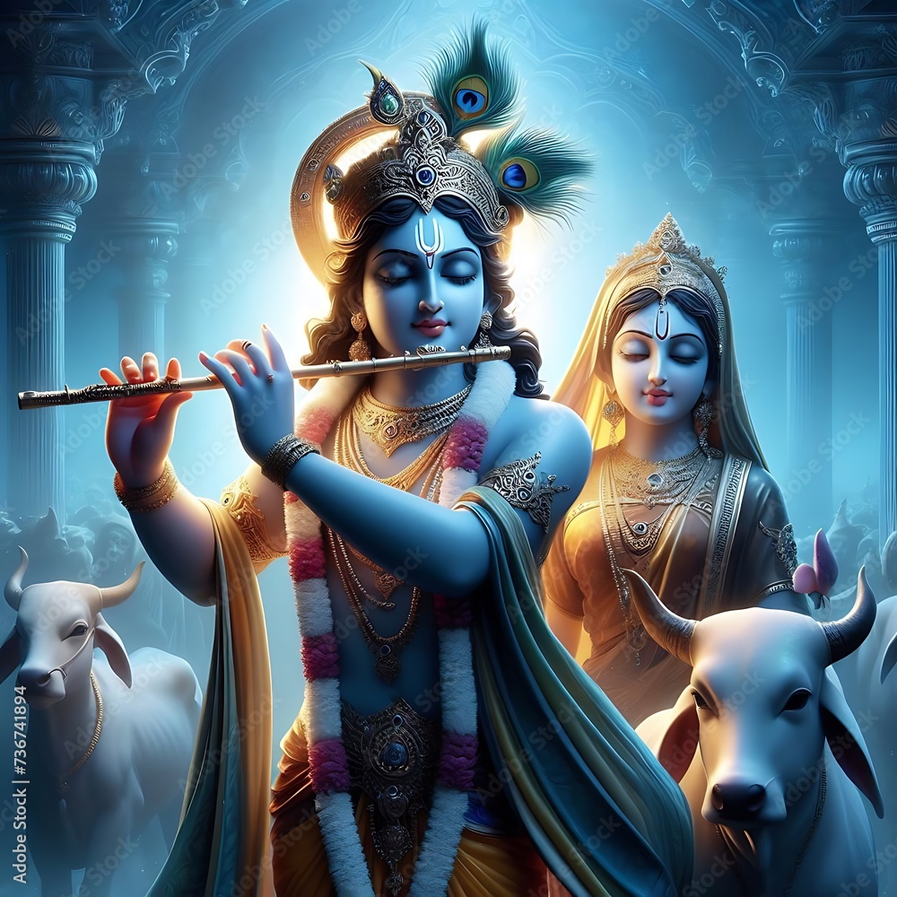 Radha Rani Krishan Portrait of Shri Krishan and Radha rani Stock Photo | Adobe Stock