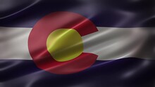 Flag Of Colorado, Font View, Full Frame, Sleek, Glossy, Fluttering, Elegant Silky Texture, Waving In The Wind, Realistic 4K CG Animation, Movie-like Look, Seamless Loop-able.