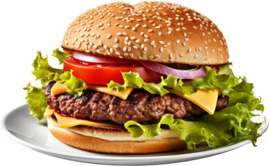 Wall Mural - beef burger isolated on transparent or white background 