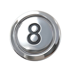 Sticker - 8 number icon silver button