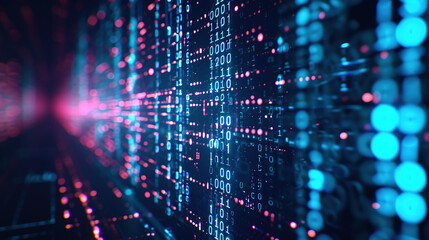 abstract binary code.technology background.crypto datum wavethree-dimensional.digital business background
