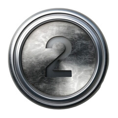 2 number icon silver button