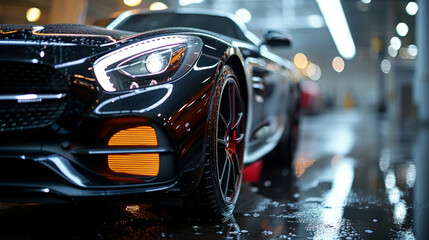 Wall Mural - texture of the matte velvety finish on a luxury car giving it a smooth and sophisticated look.