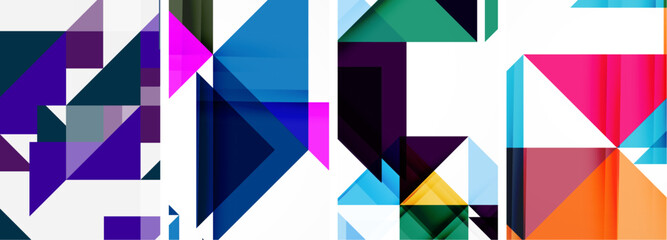 Set of abstract random triangle composition backgrounds. Vector illustration for for wallpaper, business card, cover, poster, banner, brochure, header, website