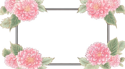 Wall Mural - Hand drawing floral illustration isolated on a white background. Watercolor frame of blush rose flowers. 