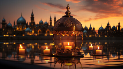 Wall Mural - arabic lantern for ramadan concept background