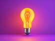 © Pro SVG Files - Abstract Yellow Light Bulb Isolated on Purple Background. Generative AI