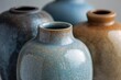 Close-up of Artisanal Pottery Collection with Earthy Tones