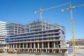 Wall Mural - Construction site for residential buildings seen in Badalona, Spain