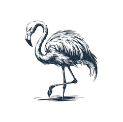 Canvas Print - Flamingo bird Rough sketch. Vector illustration.