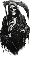 Wall Mural - Grim Reaper isolated on transparent background. PNG