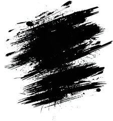 Poster - Black brush stroke isolated on transparent background. PNG