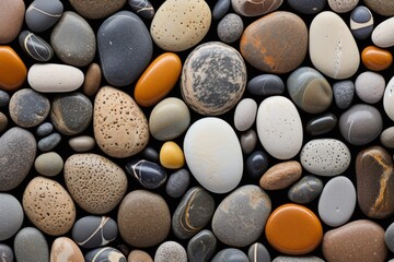 Wall Mural - a macro shot of pebbles forming a unique beachside mosaic