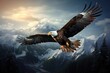 An eagle soaring high above a mountain range. AI generated