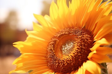 Wall Mural - A close-up of a sunflower in the afternoon sun