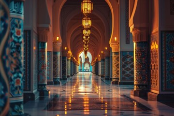 The interior of the mosque is decorated with beautiful Islamic calligraphy