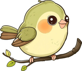 Wall Mural - Cute bird, cartoon style, isolated on transparent background. PNG