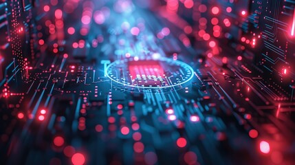Aufkleber - Abstract glowing processor chip representing cyber security concept and data protection, Cyber security, antivirus virus. defence internet technology concept. Generative AI.